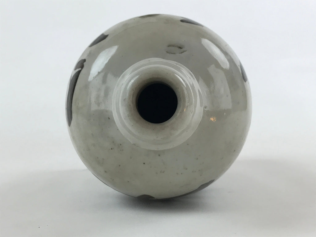 Japanese Ceramic Sake Bottle Kayoi-Tokkuri Vtg Gray Hand-Written Kanji TS577