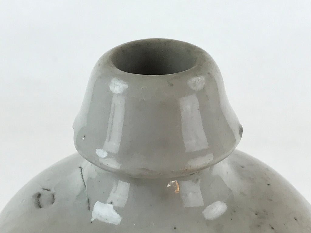 Japanese Ceramic Sake Bottle Kayoi-Tokkuri Vtg Gray Hand-Written Kanji TS577
