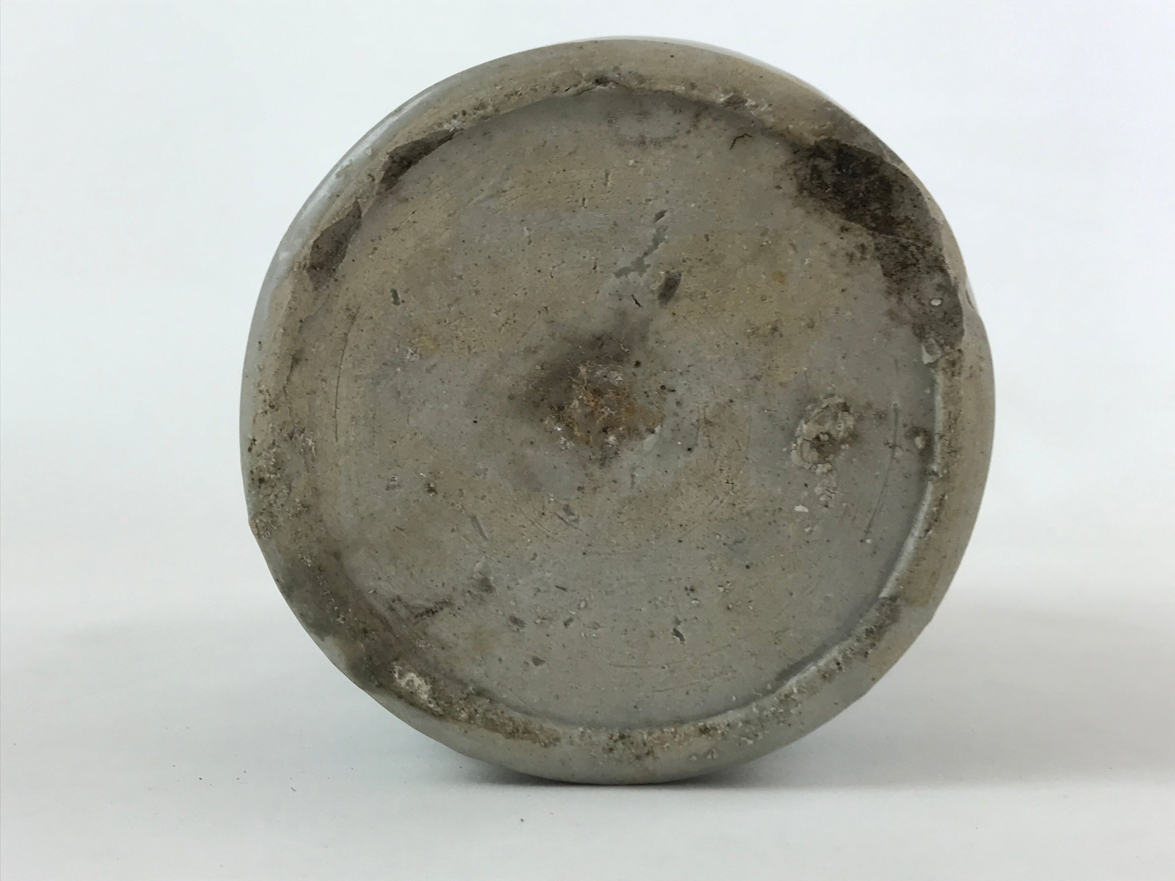 Japanese Ceramic Sake Bottle Kayoi-Tokkuri Vtg Gray Hand-Written Kanji TS582