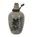 Japanese Ceramic Sake Bottle Kayoi-Tokkuri Vtg Gray Kanji Wakasakiku TS848
