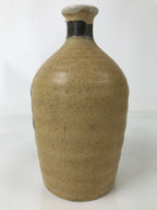 Japanese Ceramic Sake Bottle Kayoi-Tokkuri Vtg Light Brown Kanji Black TS774