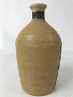 Japanese Ceramic Sake Bottle Kayoi-Tokkuri Vtg Light Brown Kanji Black TS774