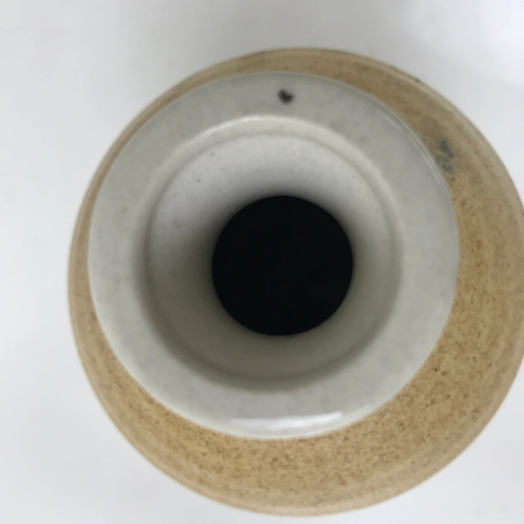 Japanese Ceramic Sake Bottle Kayoi-Tokkuri Vtg Light Brown Kanji Black TS774
