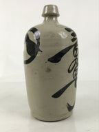 Japanese Ceramic Sake Bottle Kayoi-Tokkuri Vtg Okamoto Gray Black Kanji TS790