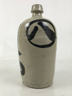 Japanese Ceramic Sake Bottle Kayoi-Tokkuri Vtg Okamoto Gray Black Kanji TS790