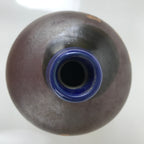 Japanese Ceramic Sake Bottle Kayoi-Tokkuri Vtg Pearly Brown Blue Kanji TS775