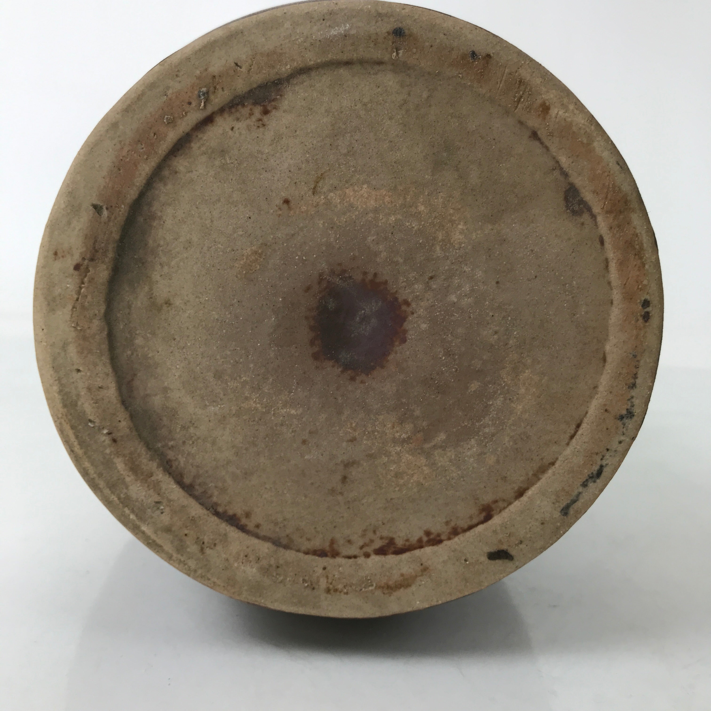 Japanese Ceramic Sake Bottle Kayoi-Tokkuri Vtg Pearly Brown Blue Kanji TS775