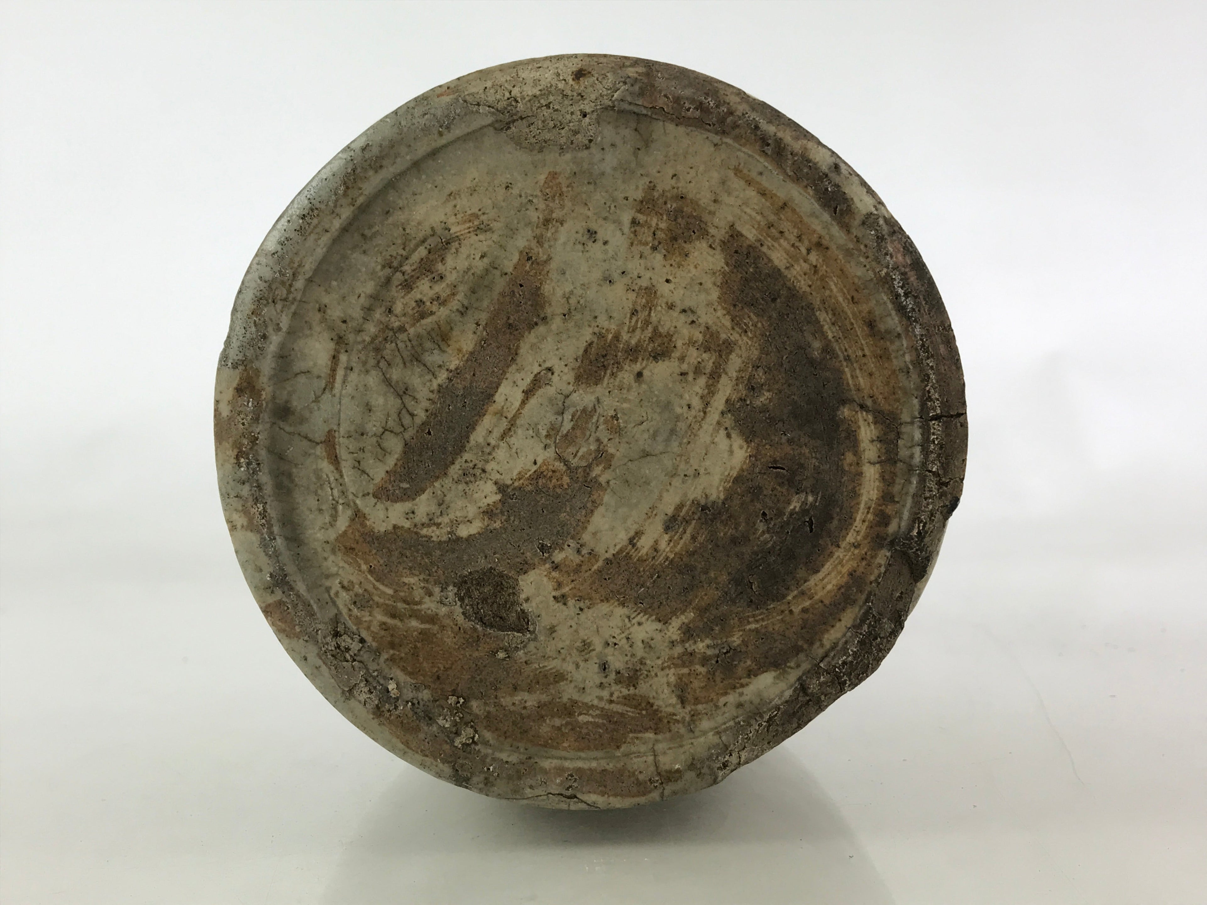 Japanese Ceramic Sake Bottle Kayoi-Tokkuri Vtg Pottery Brown And Gray TS496