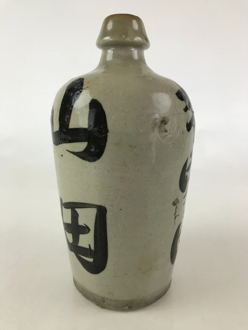 Japanese Ceramic Sake Bottle Kayoi-Tokkuri Vtg Pottery Hand-Written Kanji TS495