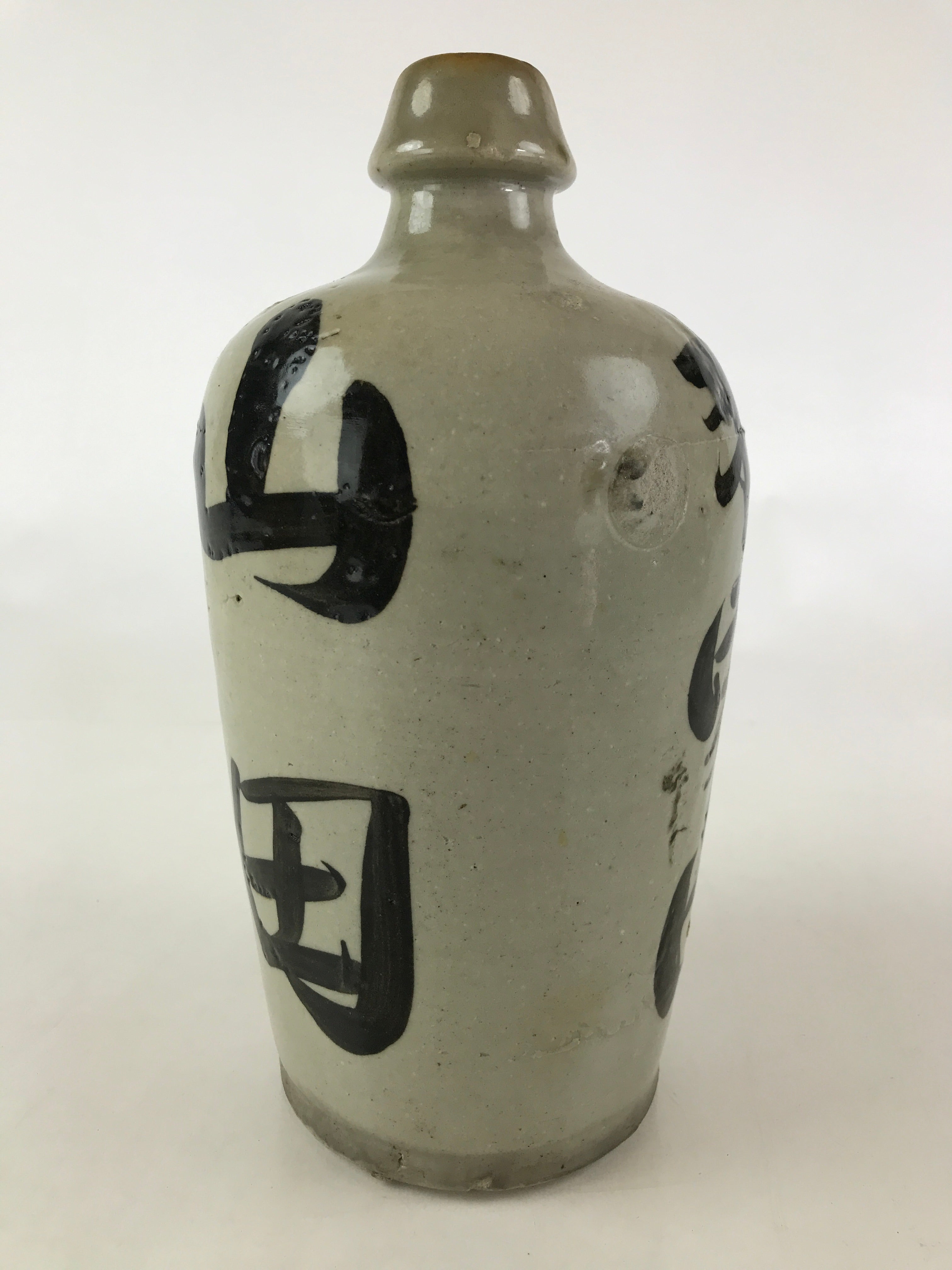 Japanese Ceramic Sake Bottle Kayoi-Tokkuri Vtg Pottery Hand-Written Kanji TS495