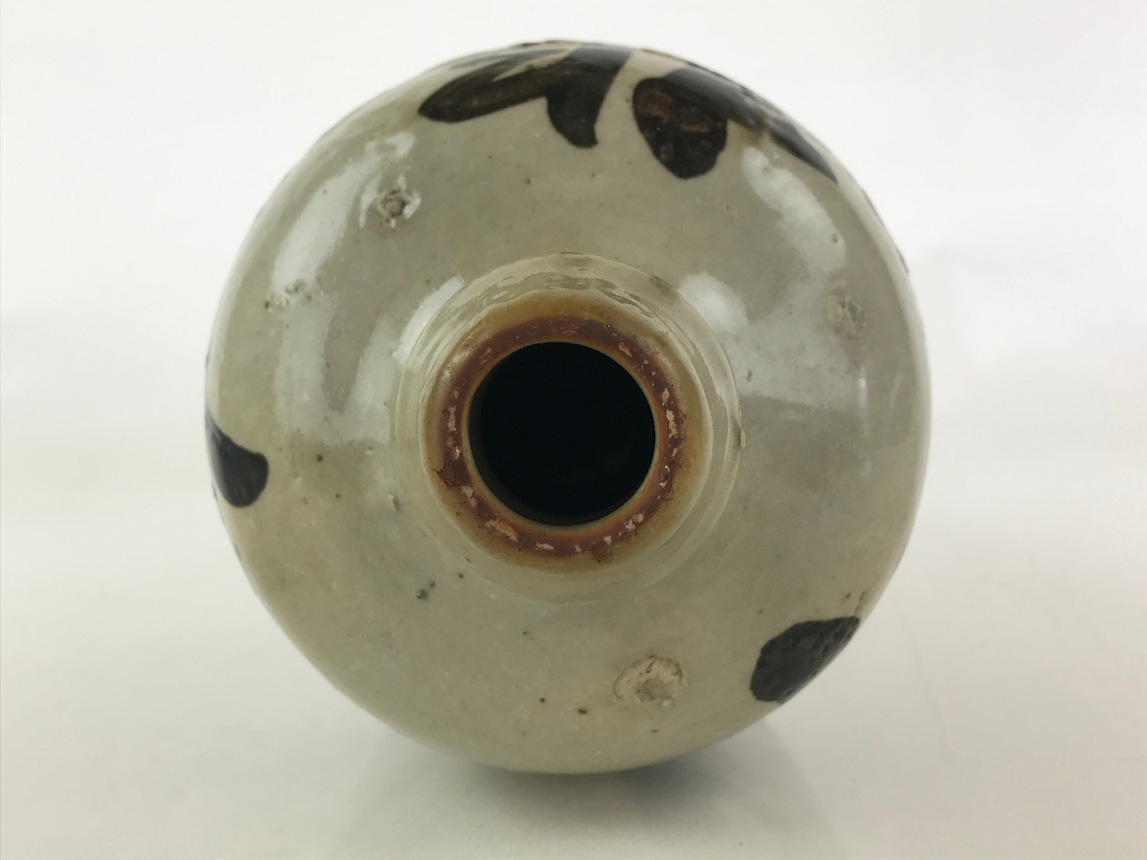 Japanese Ceramic Sake Bottle Kayoi-Tokkuri Vtg Pottery Hand-Written Kanji TS495