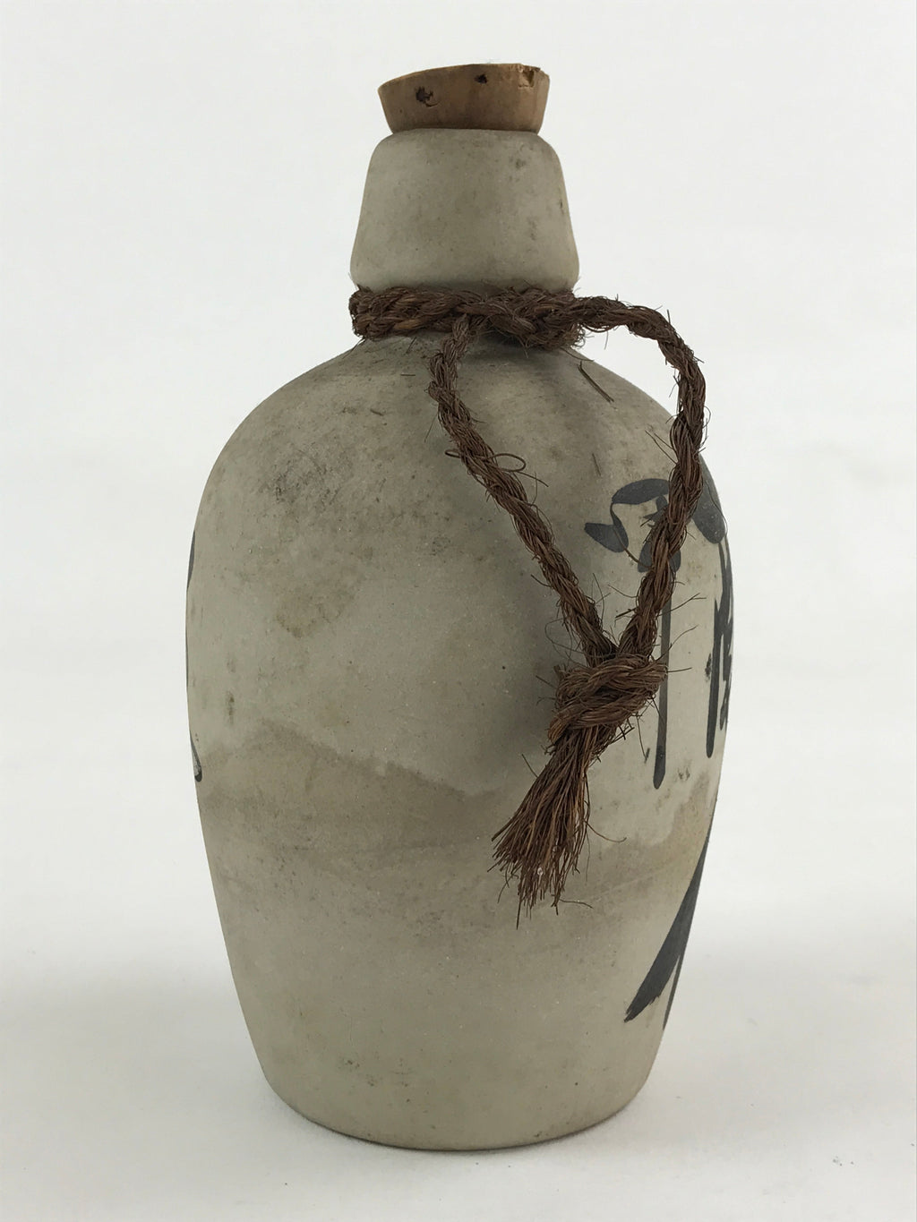 Japanese Ceramic Sake Bottle Kayoi-Tokkuri Vtg Pottery Unglazed Gray Suisen TS50