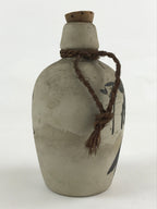 Japanese Ceramic Sake Bottle Kayoi-Tokkuri Vtg Pottery Unglazed Gray Suisen TS50