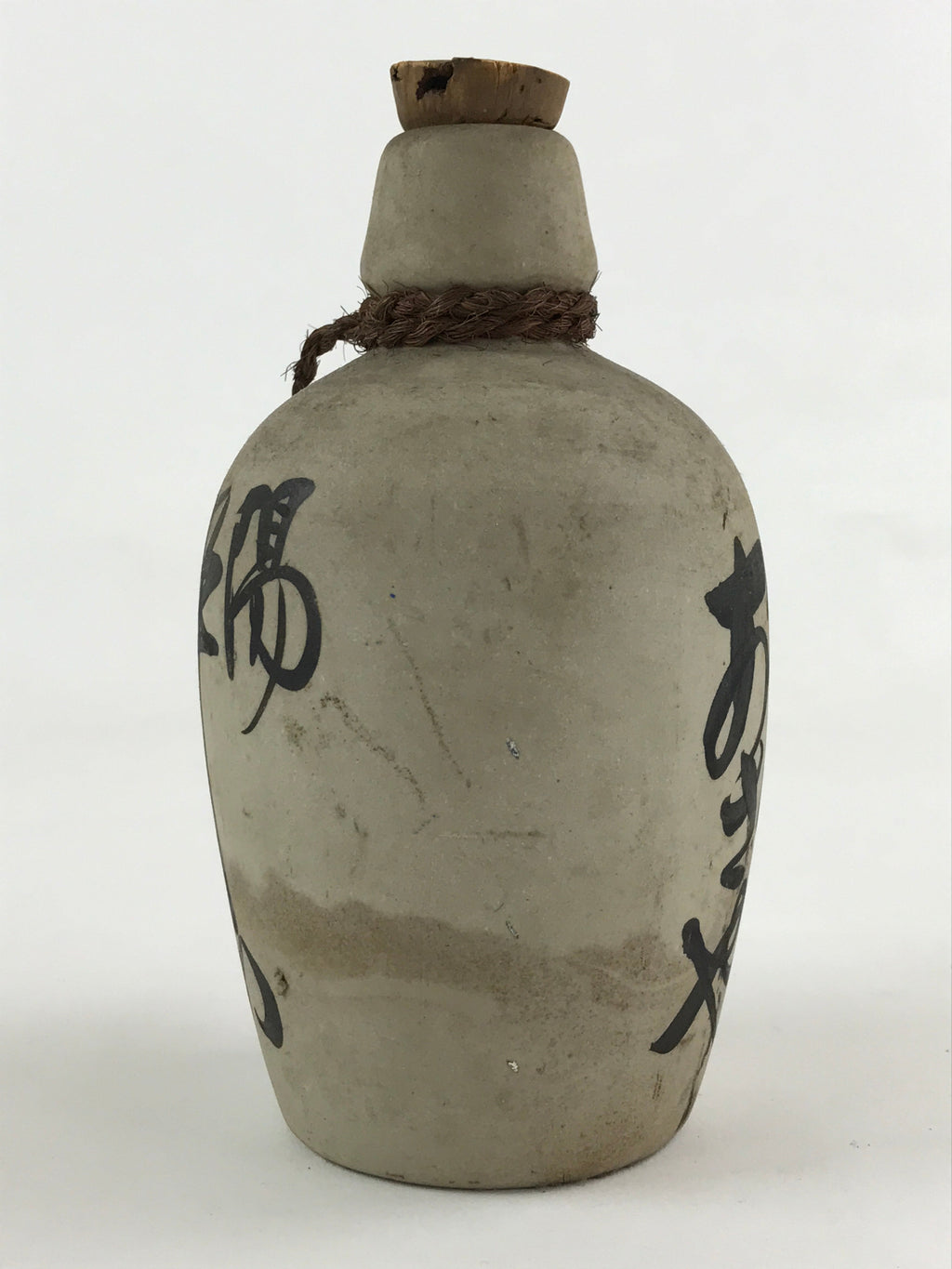 Japanese Ceramic Sake Bottle Kayoi-Tokkuri Vtg Pottery Unglazed Gray Suisen TS50