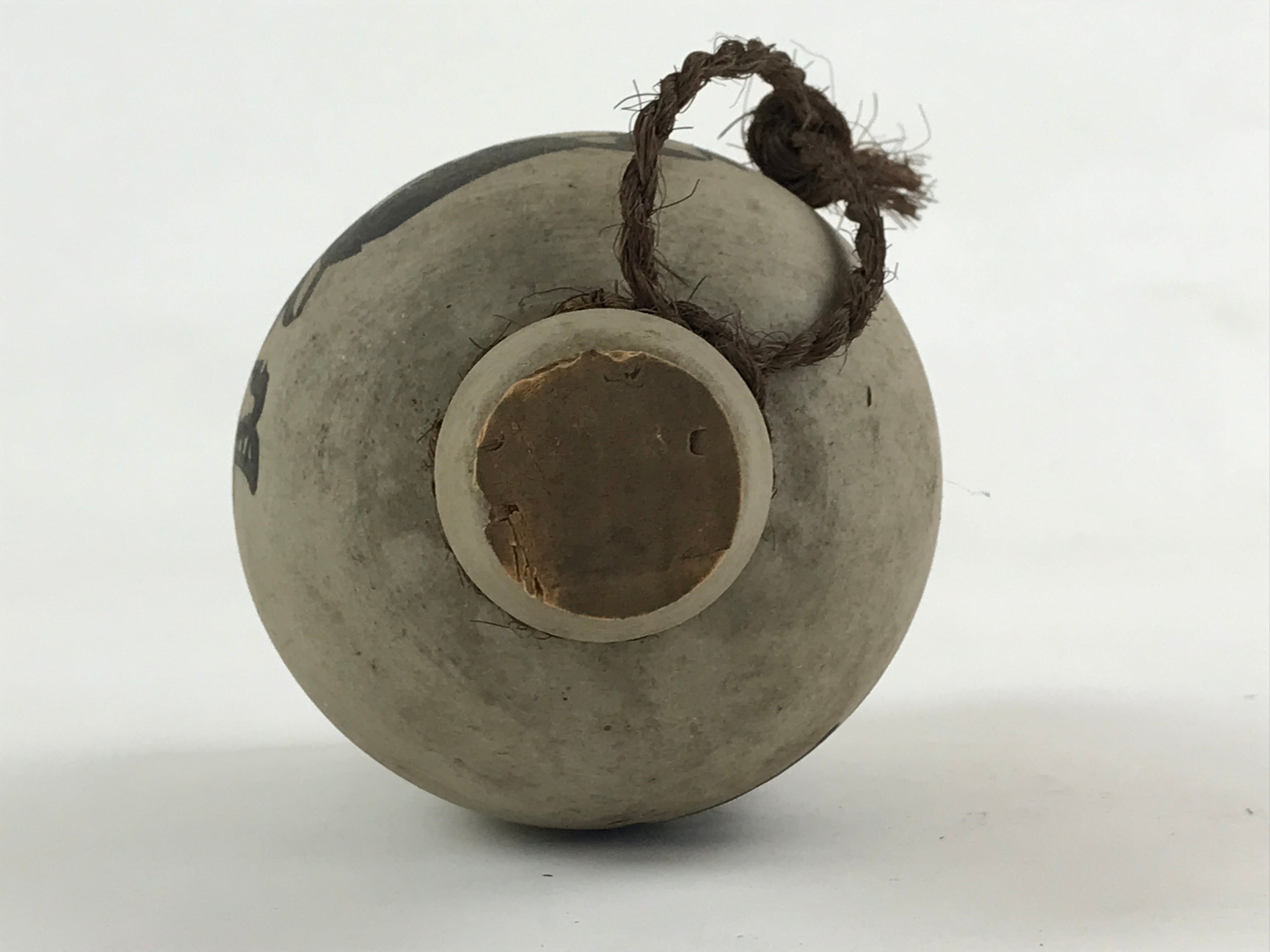 Japanese Ceramic Sake Bottle Kayoi-Tokkuri Vtg Pottery Unglazed Gray Suisen TS50