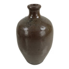 Japanese Ceramic Sake Bottle Kayoi-Tokkuri Vtg Simple Blank Dark Brown TS745