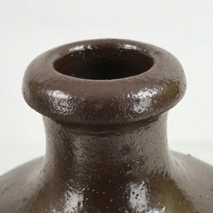 Japanese Ceramic Sake Bottle Kayoi-Tokkuri Vtg Simple Blank Dark Brown TS750