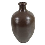 Japanese Ceramic Sake Bottle Kayoi-Tokkuri Vtg Simple Blank Dark Brown TS750