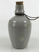 Japanese Ceramic Sake Bottle Kayoi-Tokkuri Vtg Small Gray Brown Kanji Cork TS741