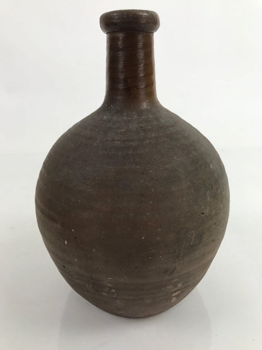 Japanese Ceramic Sake Bottle Kayoi-Tokkuri Vtg Small Simple Dark Brown TS743