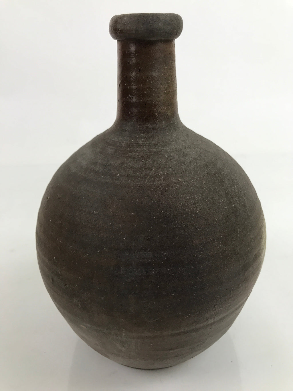 Japanese Ceramic Sake Bottle Kayoi-Tokkuri Vtg Small Simple Dark Brown TS743