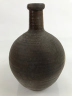 Japanese Ceramic Sake Bottle Kayoi-Tokkuri Vtg Small Simple Dark Brown TS743