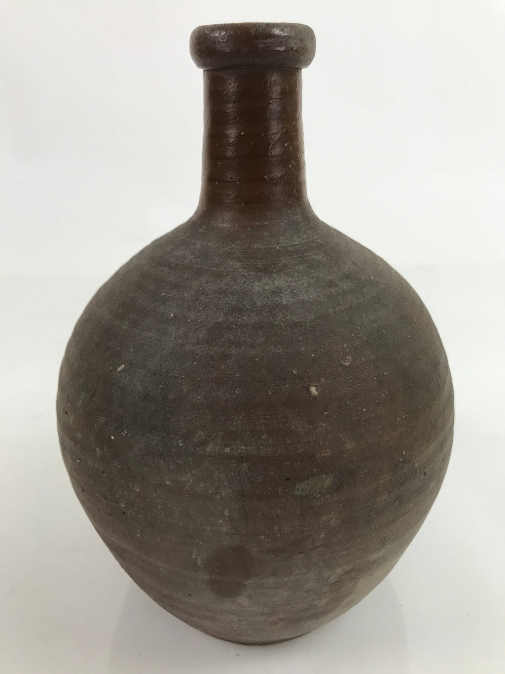 Japanese Ceramic Sake Bottle Kayoi-Tokkuri Vtg Small Simple Dark Brown TS743