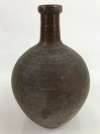 Japanese Ceramic Sake Bottle Kayoi-Tokkuri Vtg Small Simple Dark Brown TS743