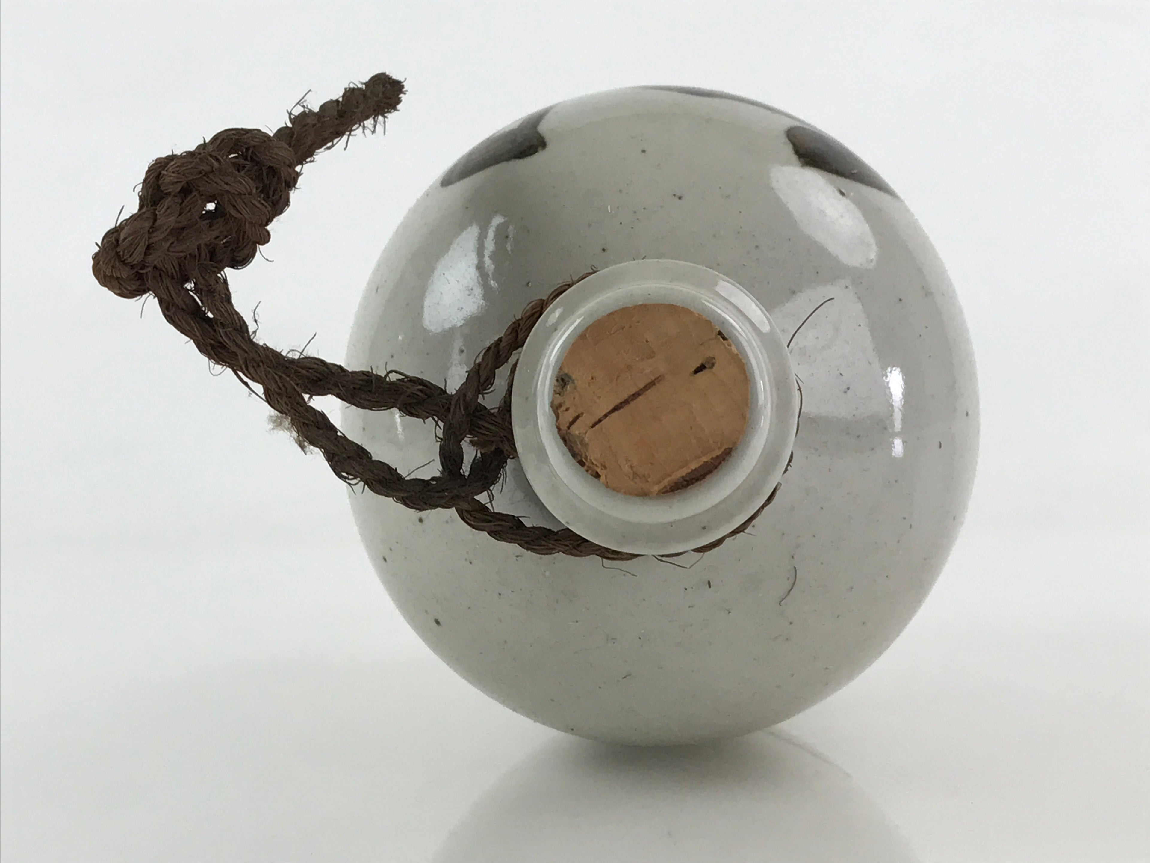 Japanese Ceramic Sake Bottle Sake Cup Set Tokkuri Hand-Written Vtg Kanji TS511
