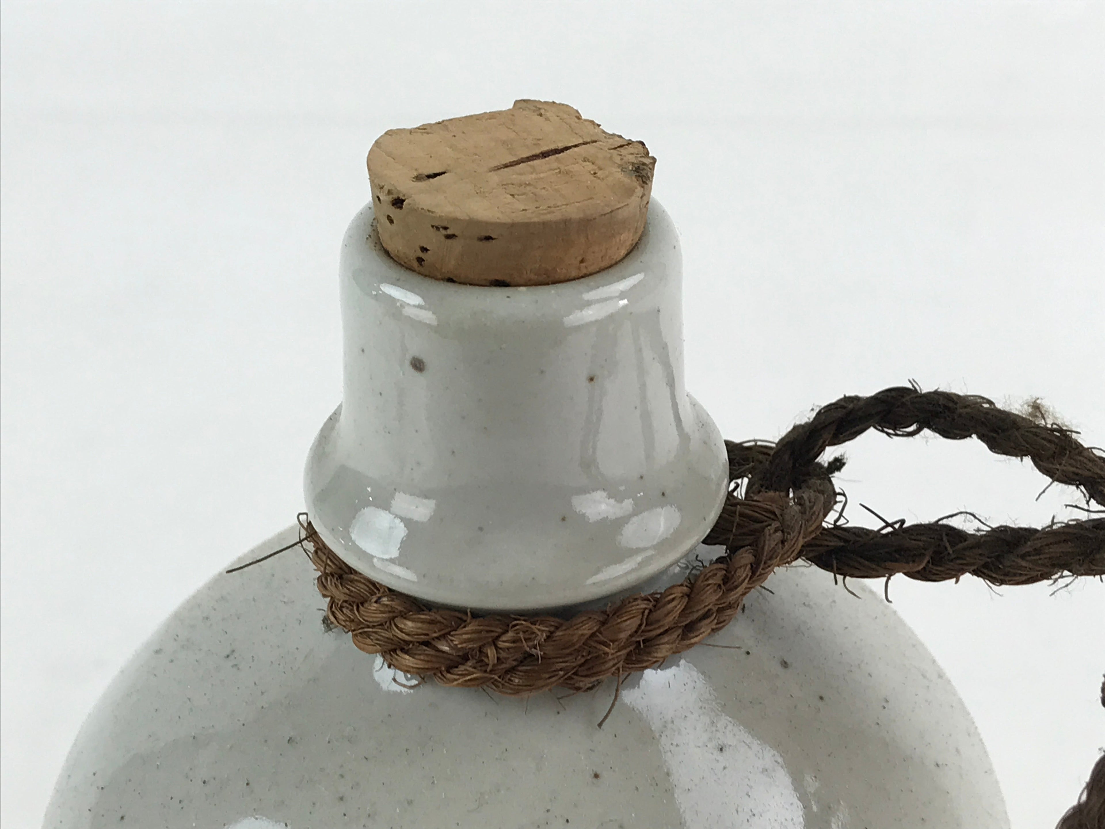 Japanese Ceramic Sake Bottle Sake Cup Set Tokkuri Hand-Written Vtg Kanji TS511