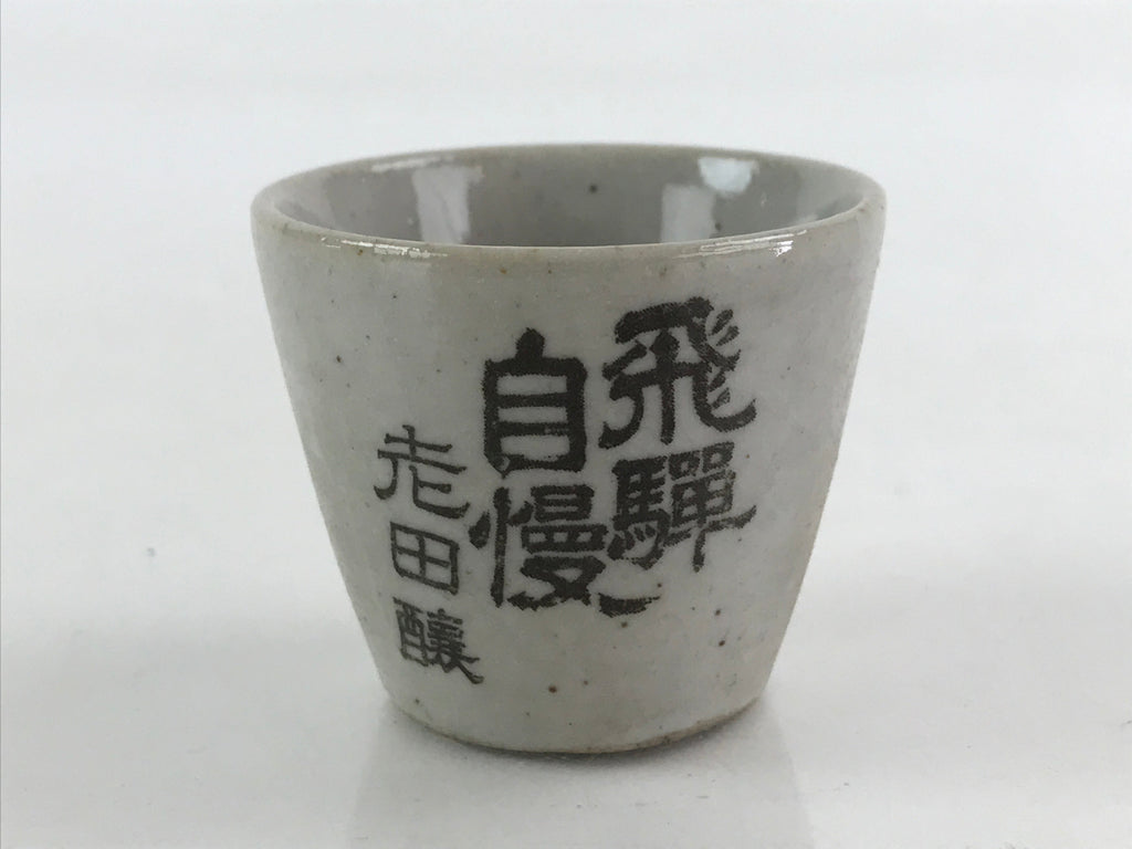Japanese Ceramic Sake Bottle Sake Cup Set Tokkuri Hand-Written Vtg Kanji TS511
