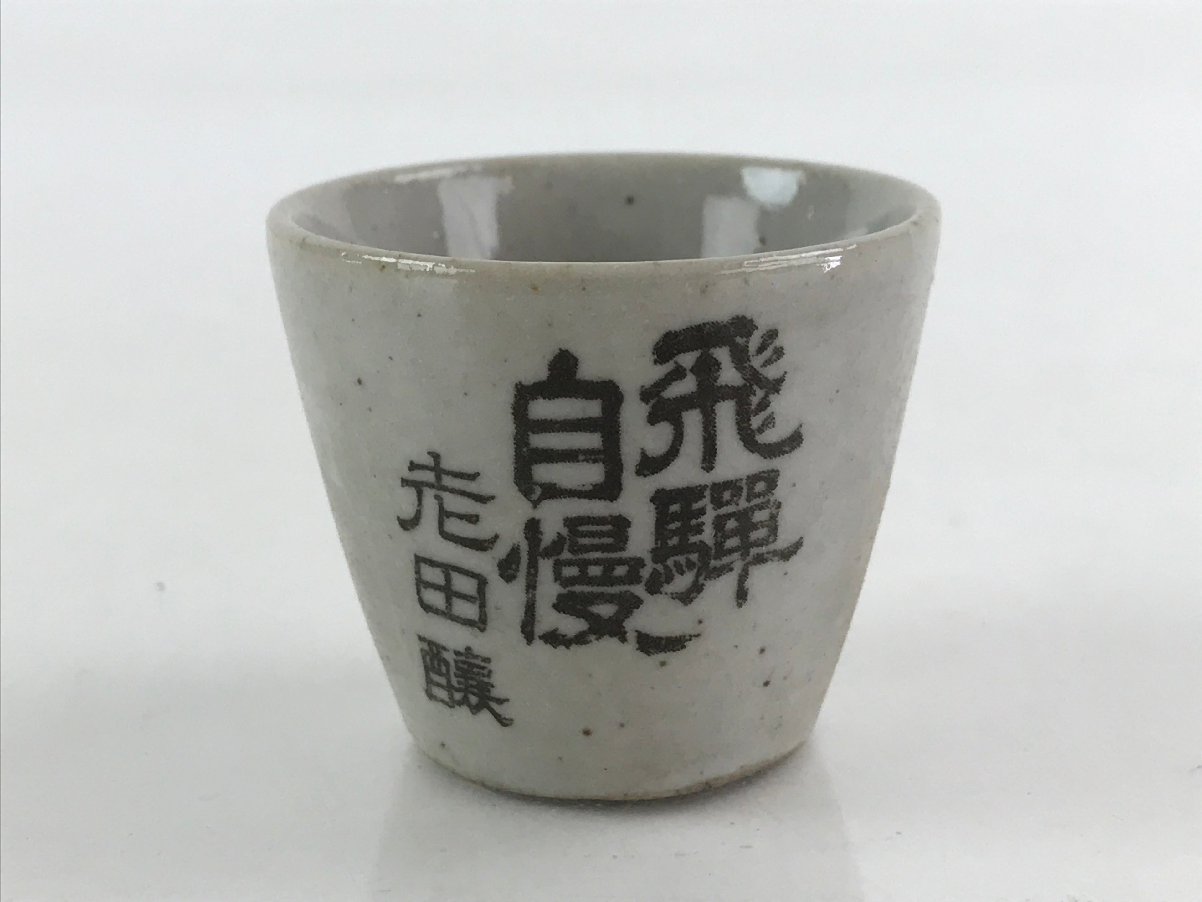 Japanese Ceramic Sake Bottle Sake Cup Set Tokkuri Hand-Written Vtg Kanji TS511