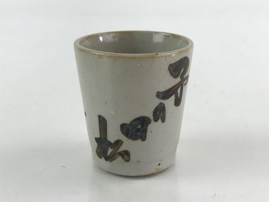 Japanese Ceramic Sake Bottle Sake Cup Set Tokkuri Hand-Written Vtg Kanji TS513