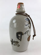 Japanese Ceramic Sake Bottle Sake Cup Set Tokkuri Hand-Written Vtg Kanji TS513