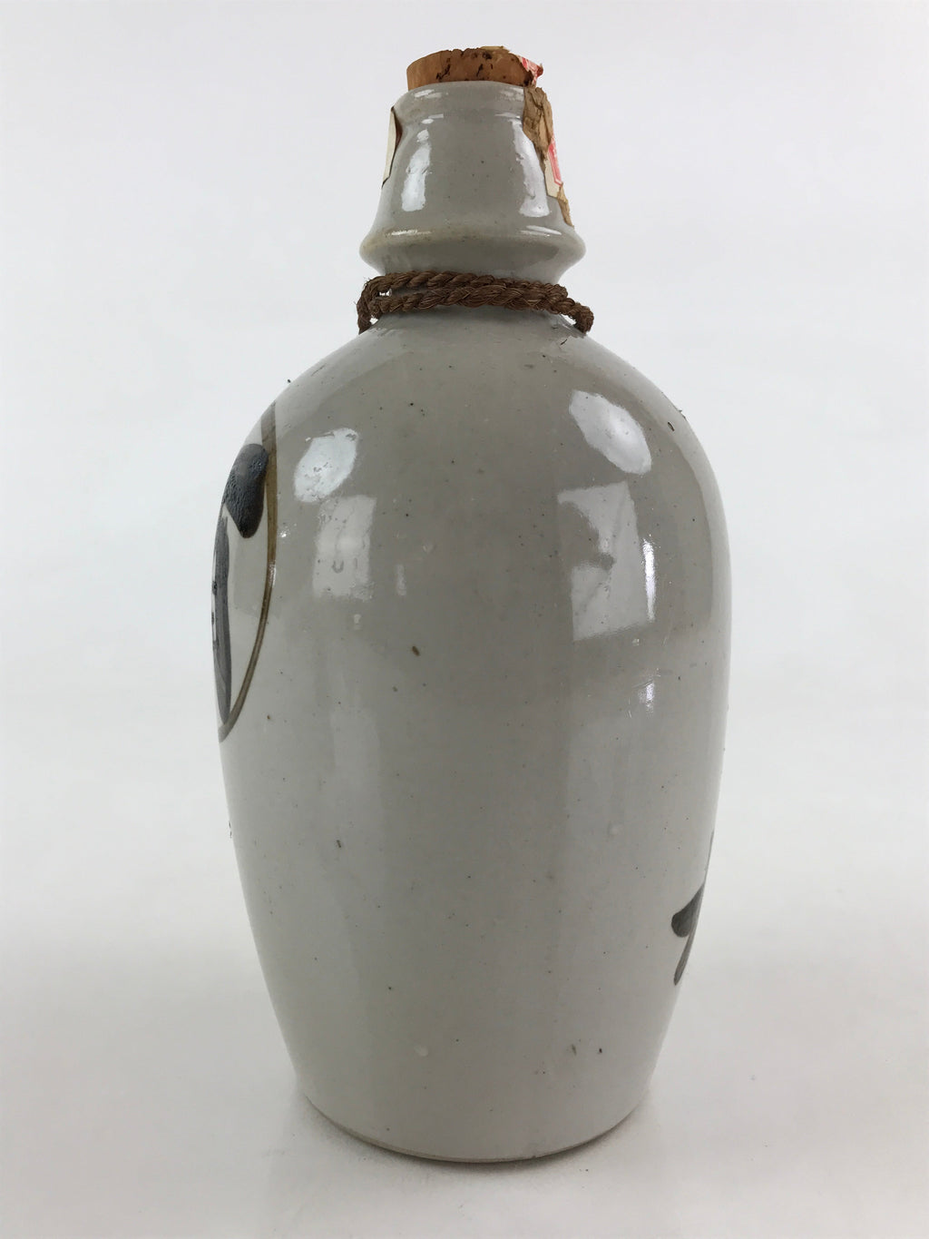 Japanese Ceramic Sake Bottle Sake Cup Set Tokkuri Hand-Written Vtg Kanji TS513