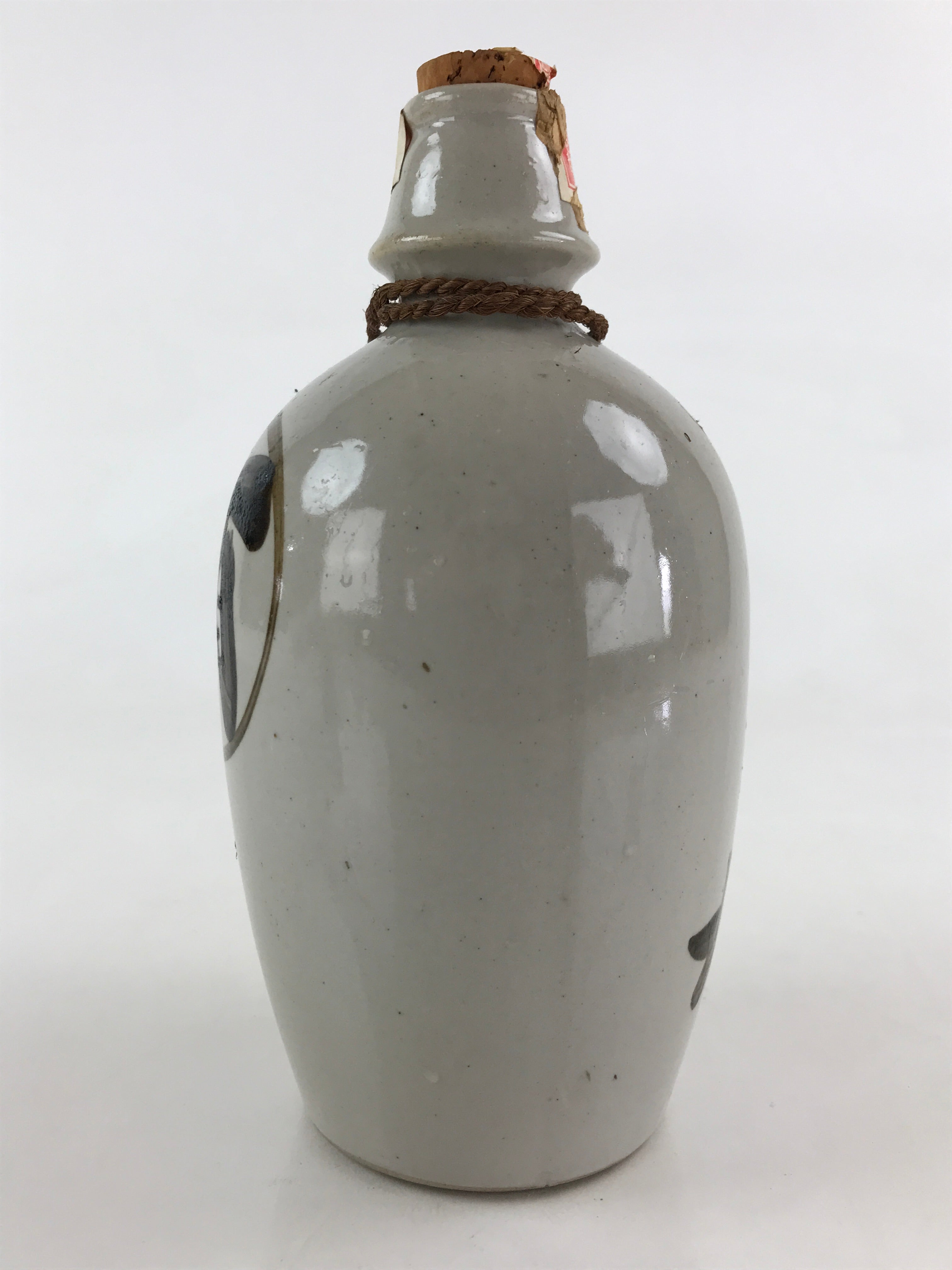 Japanese Ceramic Sake Bottle Sake Cup Set Tokkuri Hand-Written Vtg Kanji TS513