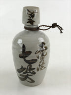Japanese Ceramic Sake Bottle Sake Cup Set Tokkuri Hand-Written Vtg Kanji TS515