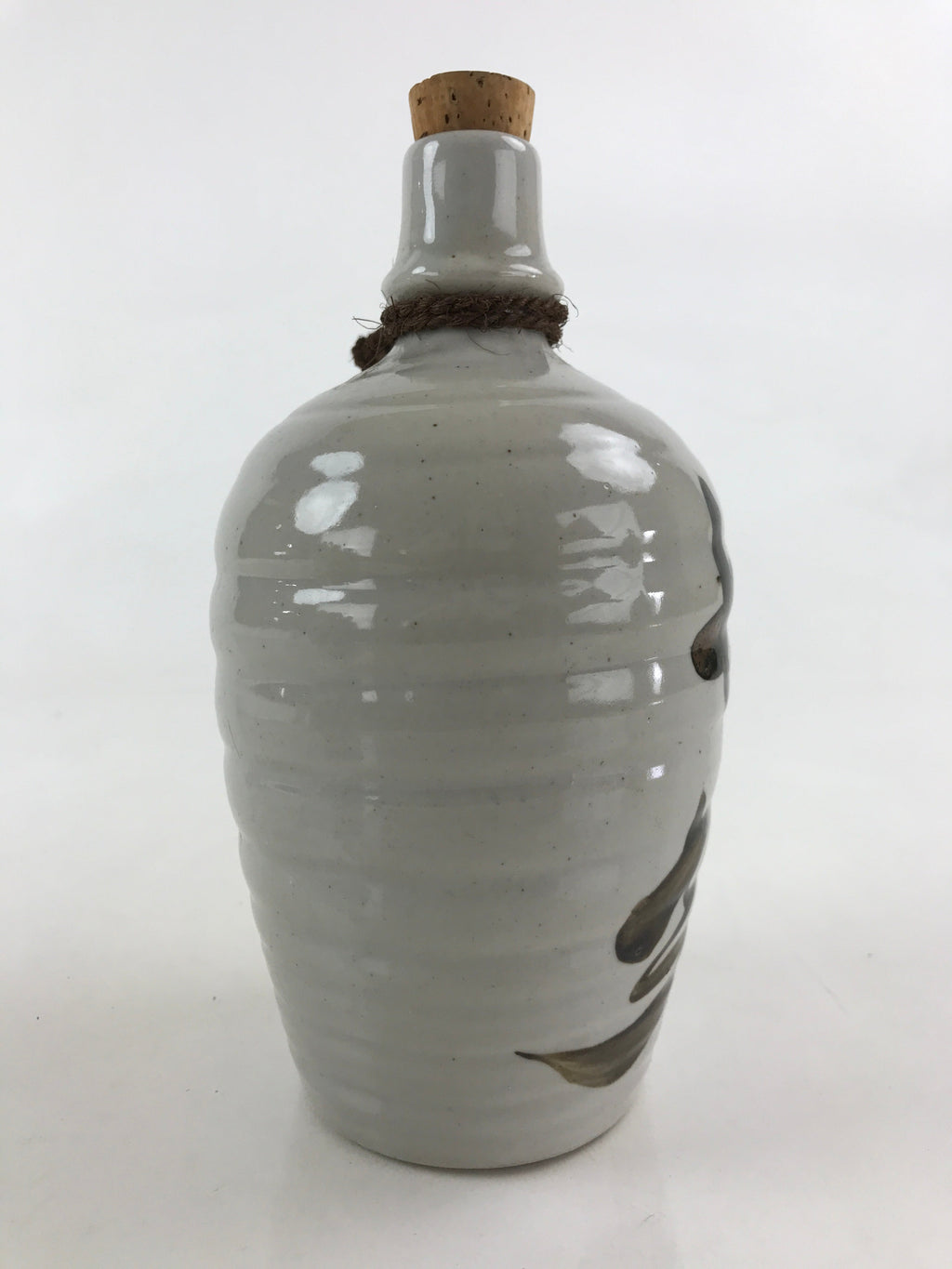 Japanese Ceramic Sake Bottle Sake Cup Set Tokkuri Hand-Written Vtg Kanji TS515