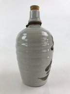 Japanese Ceramic Sake Bottle Sake Cup Set Tokkuri Hand-Written Vtg Kanji TS515