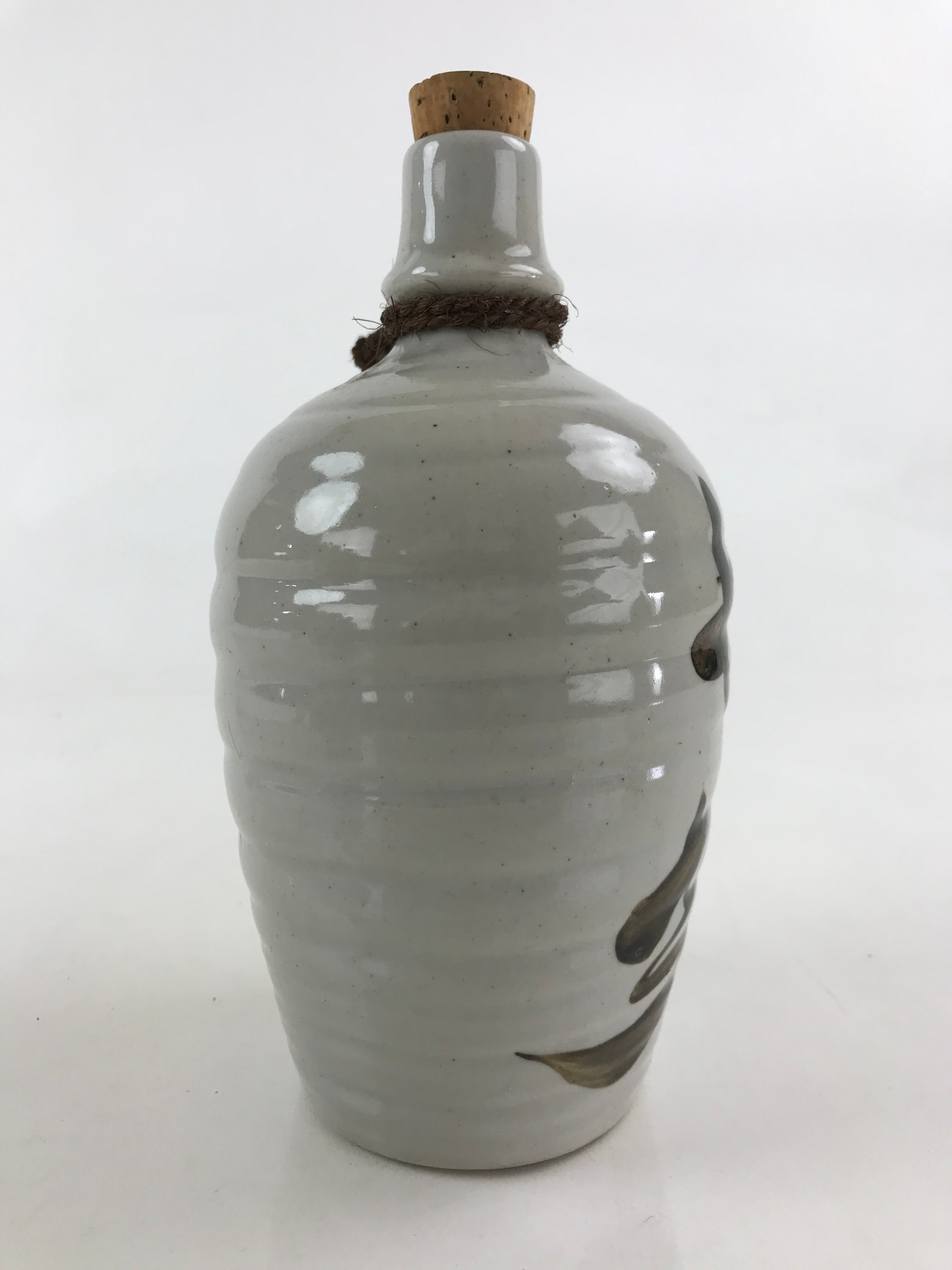 Japanese Ceramic Sake Bottle Sake Cup Set Tokkuri Hand-Written Vtg Kanji TS515