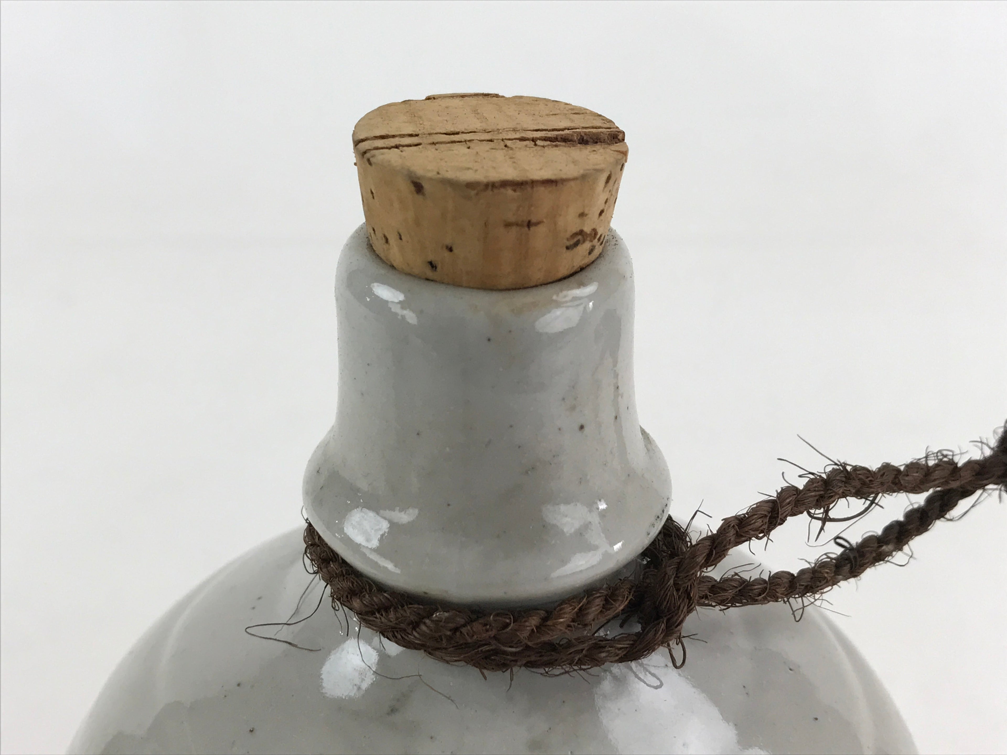 Japanese Ceramic Sake Bottle Sake Cup Set Tokkuri Hand-Written Vtg Kanji TS515
