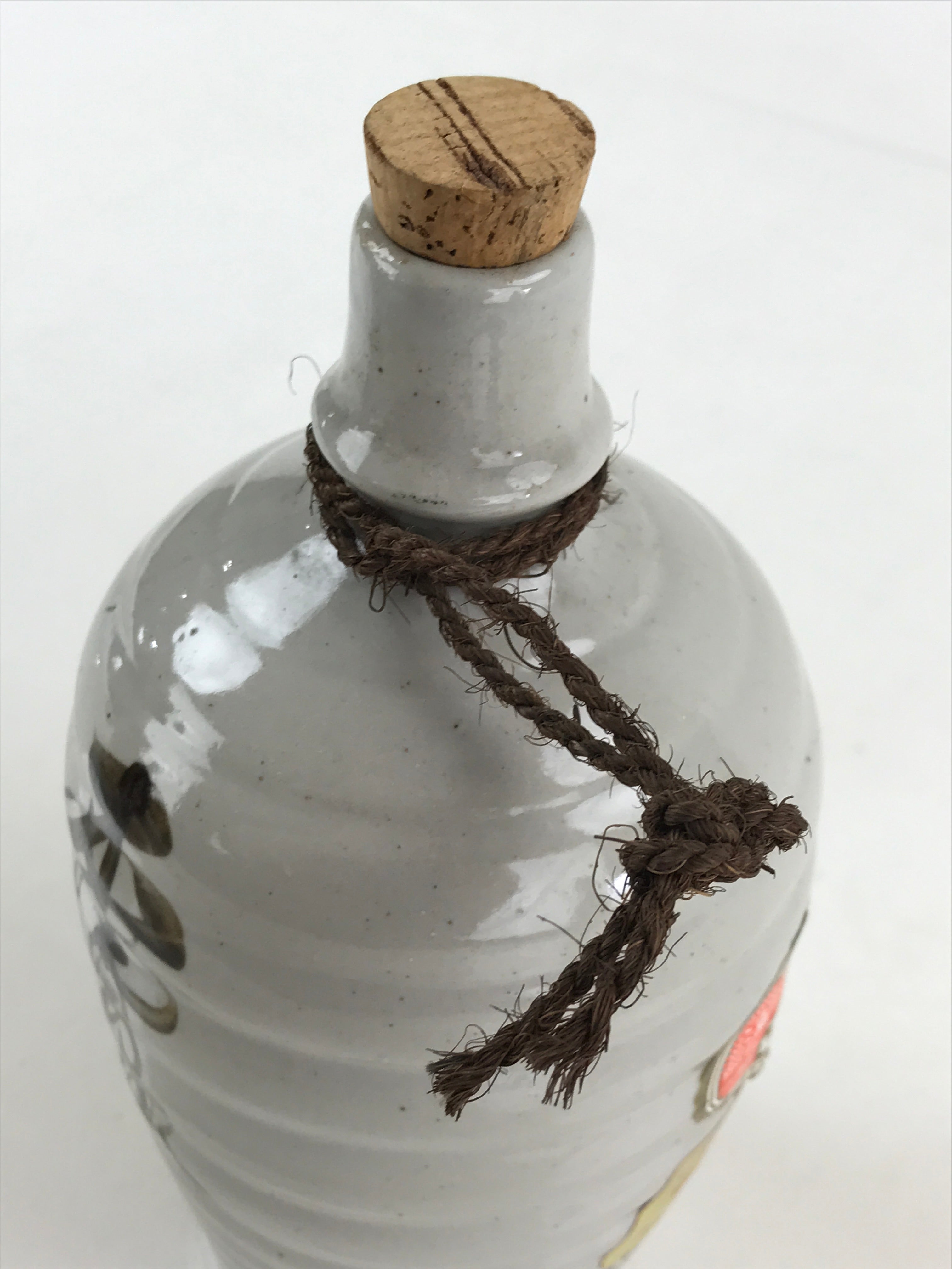Japanese Ceramic Sake Bottle Sake Cup Set Tokkuri Hand-Written Vtg Kanji TS515