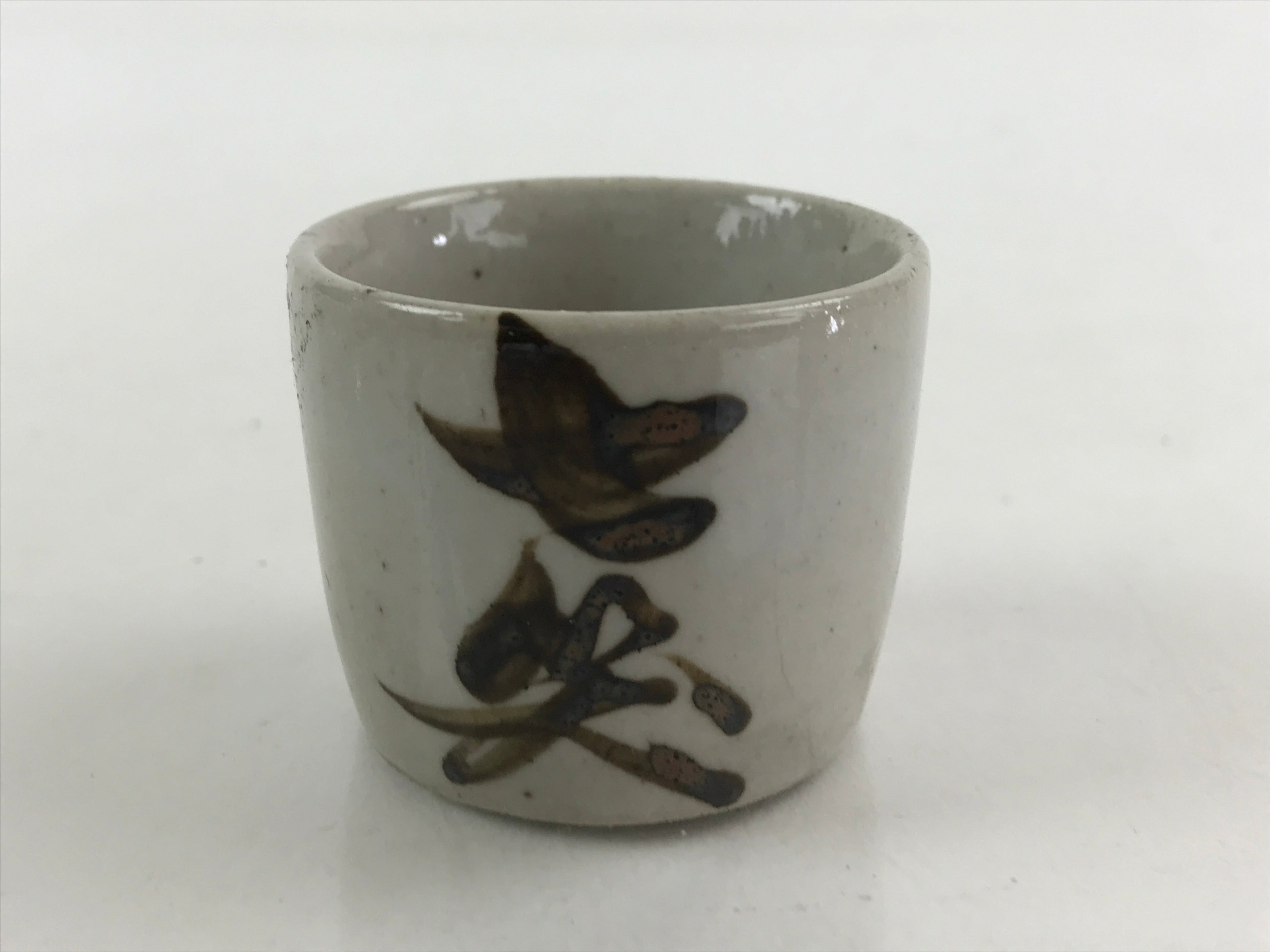 Japanese Ceramic Sake Bottle Sake Cup Set Tokkuri Hand-Written Vtg Kanji TS515