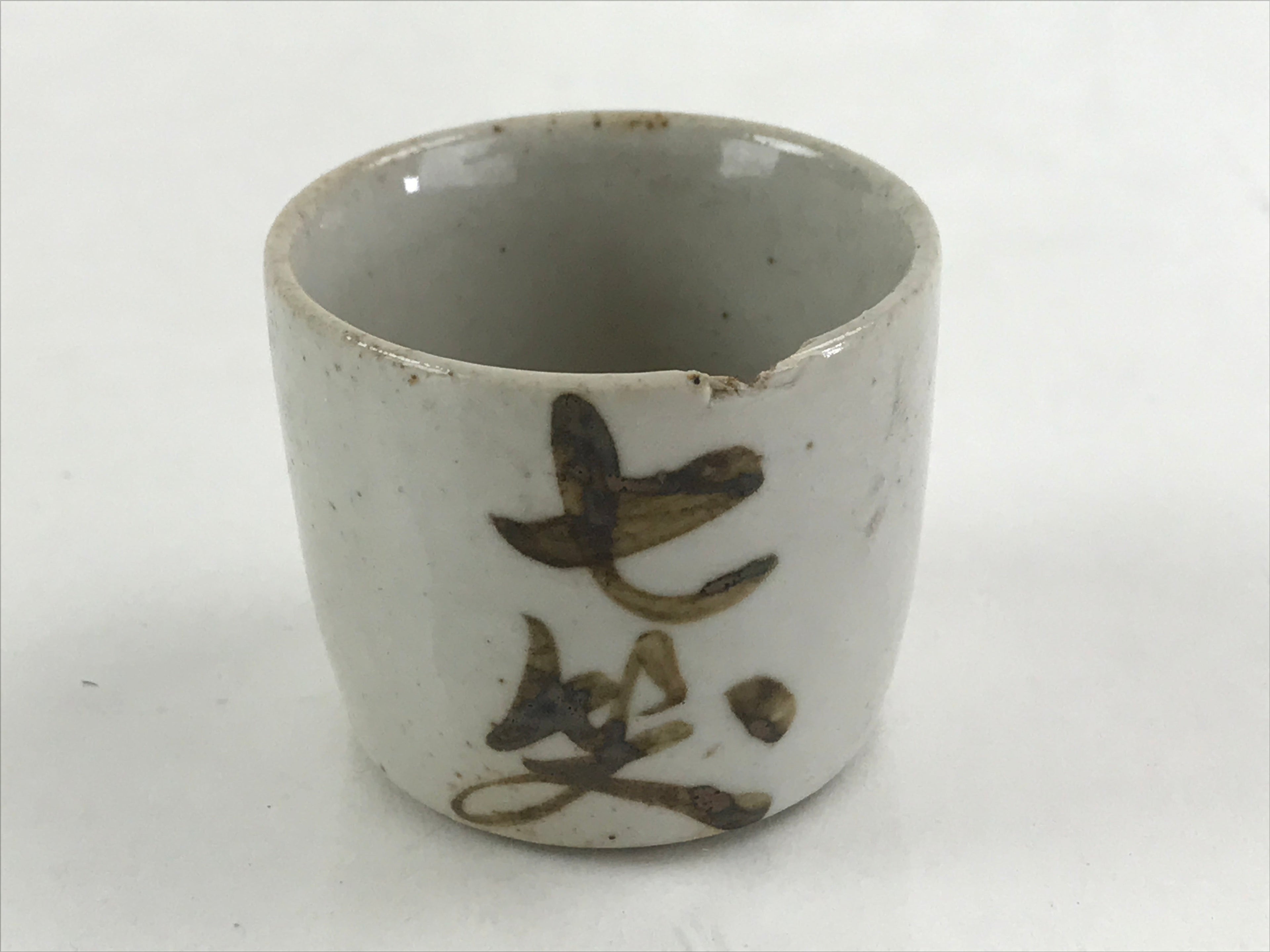 Japanese Ceramic Sake Bottle Sake Cup Set Tokkuri Sakebin Kanji Hida TS540
