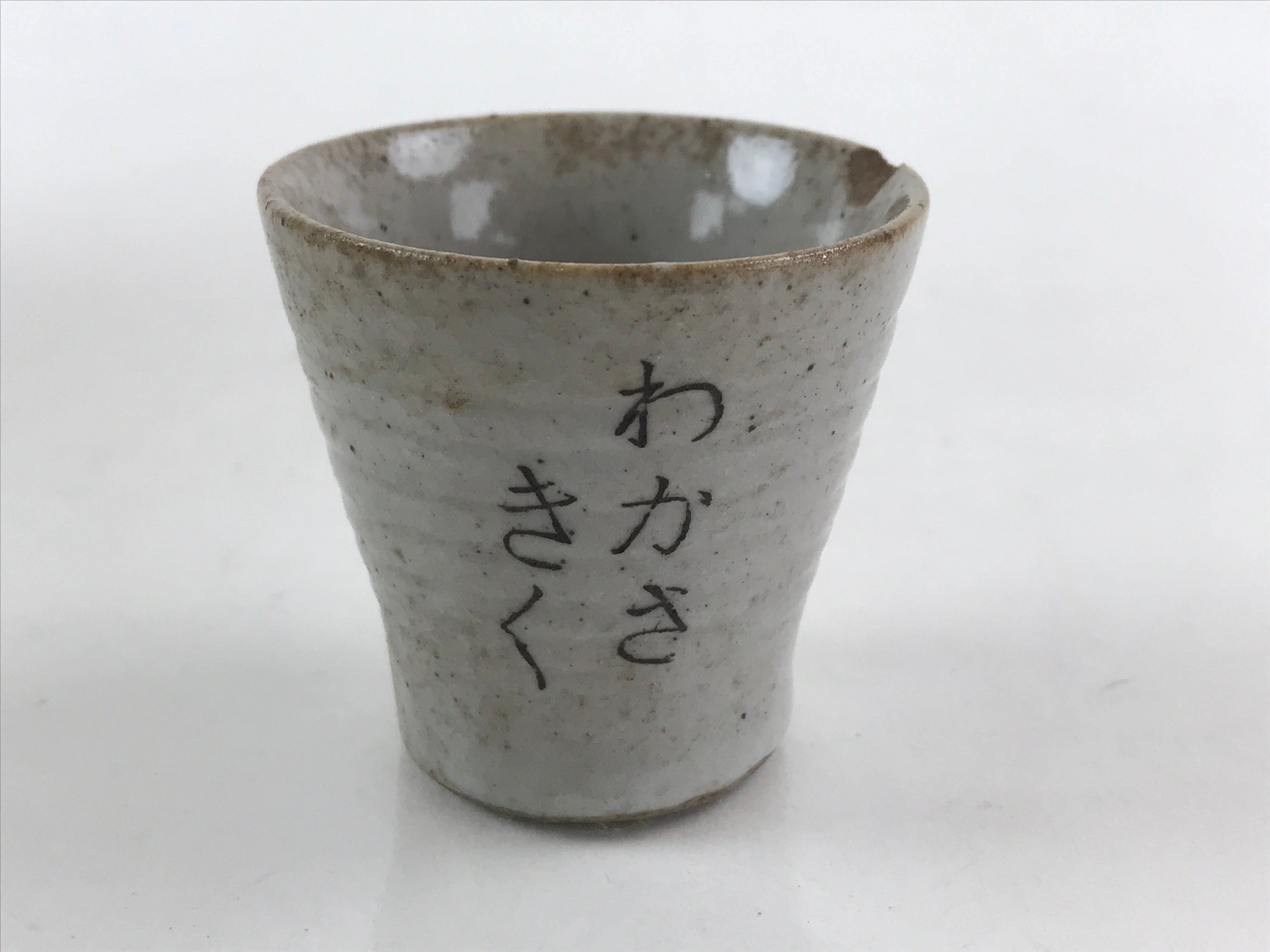 Japanese Ceramic Sake Bottle Sake Cup Tokkuri Sakebin Hand-Written Kanji TS507