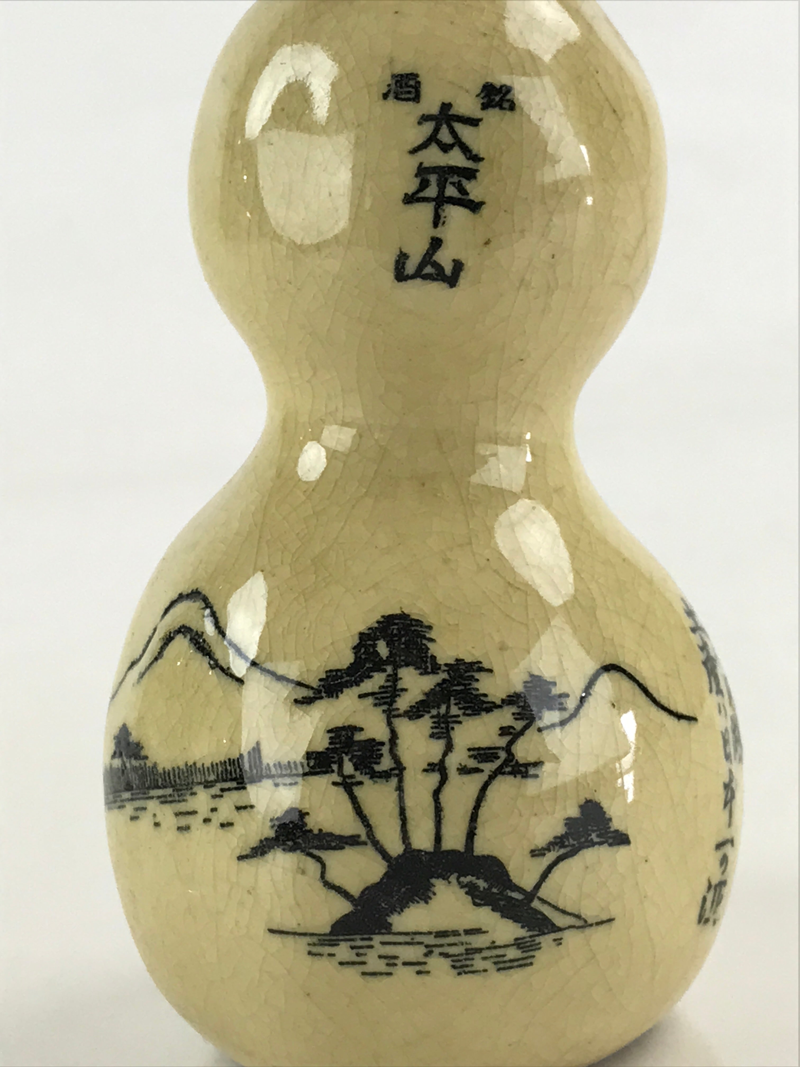 Japanese Ceramic Sake Bottle Sake Cup Tokkuri Sakebin Kanji Gourd Towadako TS542