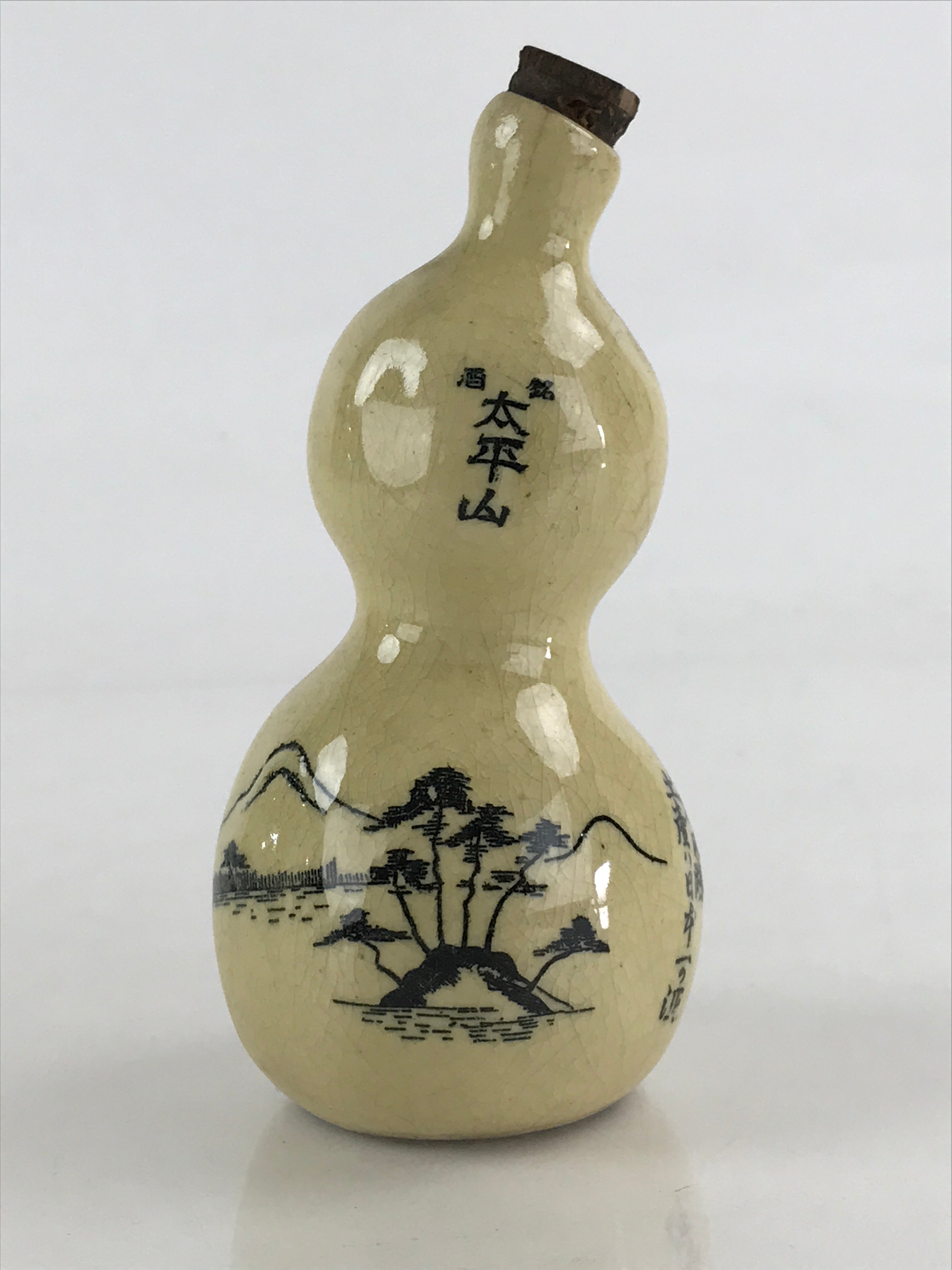 Japanese Ceramic Sake Bottle Sake Cup Tokkuri Sakebin Kanji Gourd Towadako TS542