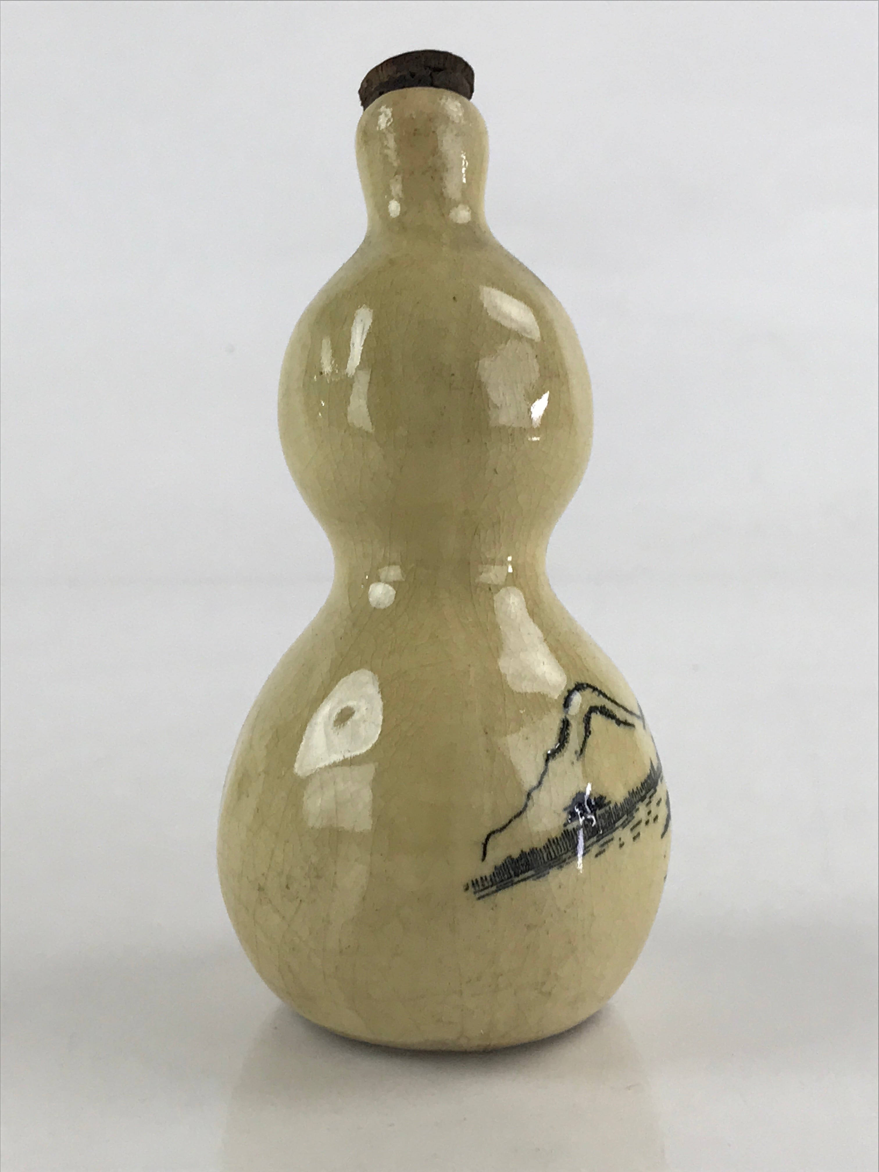 Japanese Ceramic Sake Bottle Sake Cup Tokkuri Sakebin Kanji Gourd Towadako TS542