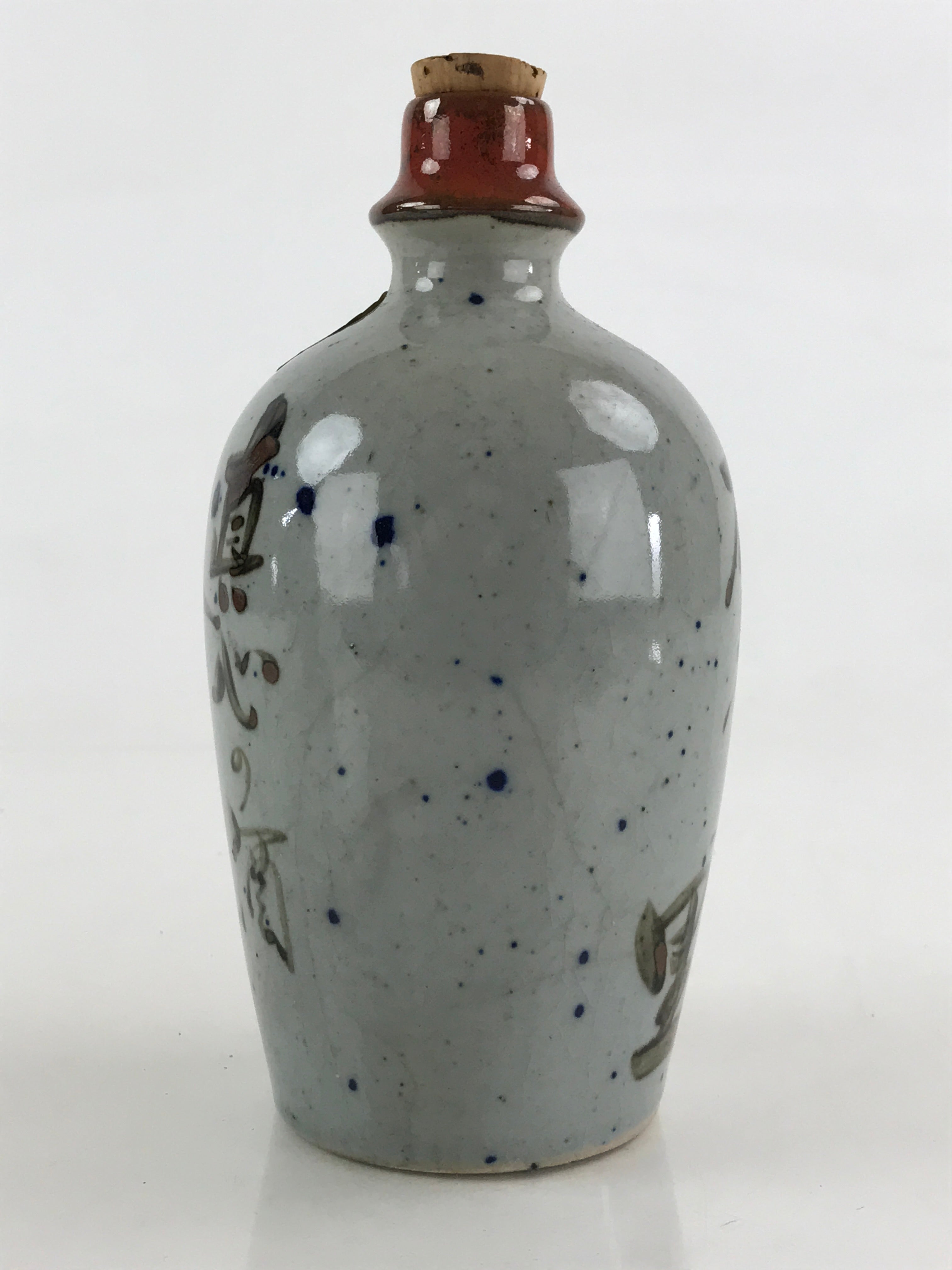 Japanese Ceramic Sake Bottle Sake Cup Tokkuri Sakebin Kanji Kasumitsuru TS517