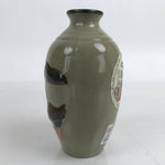 Japanese Ceramic Sake Bottle Tokkuri Awamori Okinawa Birds Dark Gray TS729